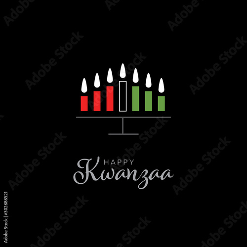 Happy kwanzaa card template with seven candles photo