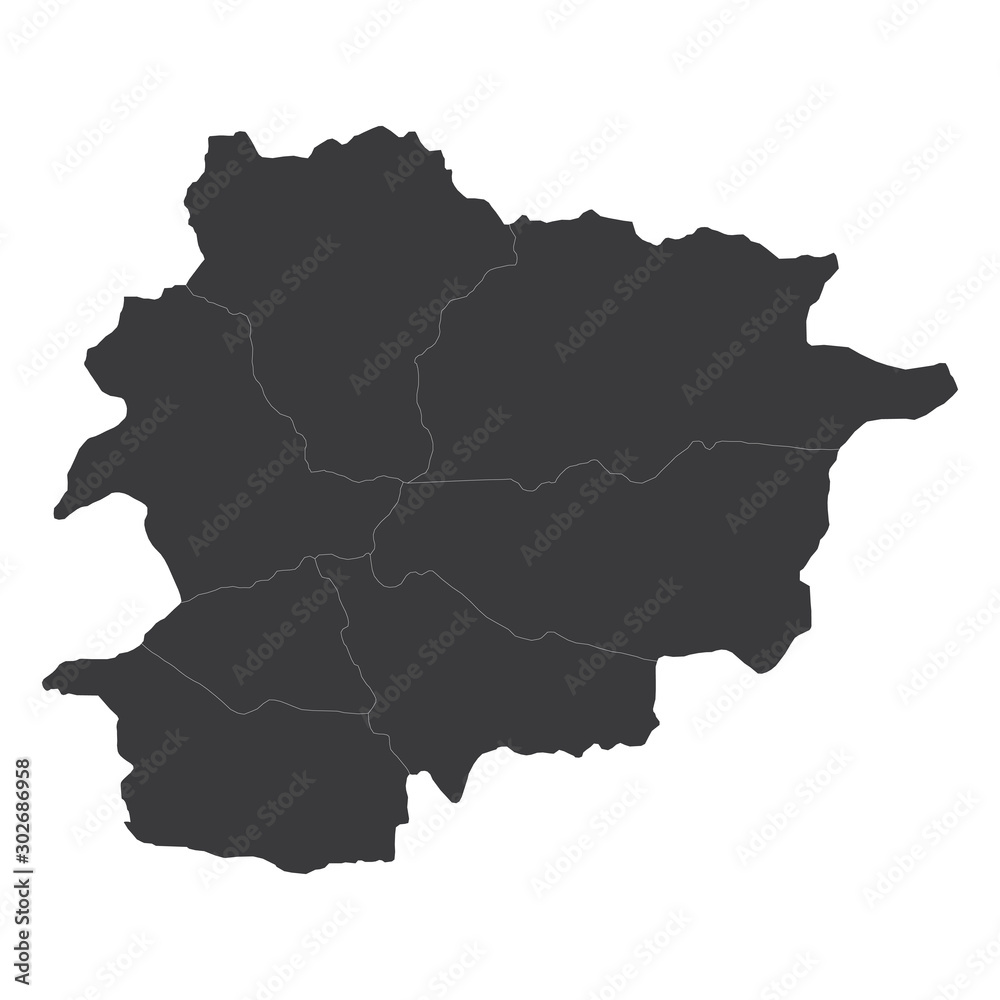 Obraz premium Andorra map on white background vector, Andorra Map Outline Shape Black on White Vector Illustration, High detailed black illustration map -Andorra.