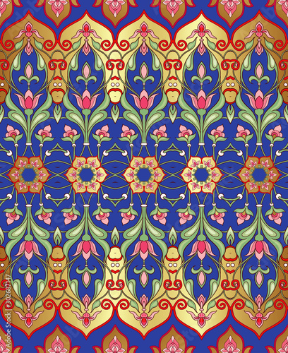 Eastern ethnic motif, traditional muslim ornament. Seamless pattern, background. Vector illustration