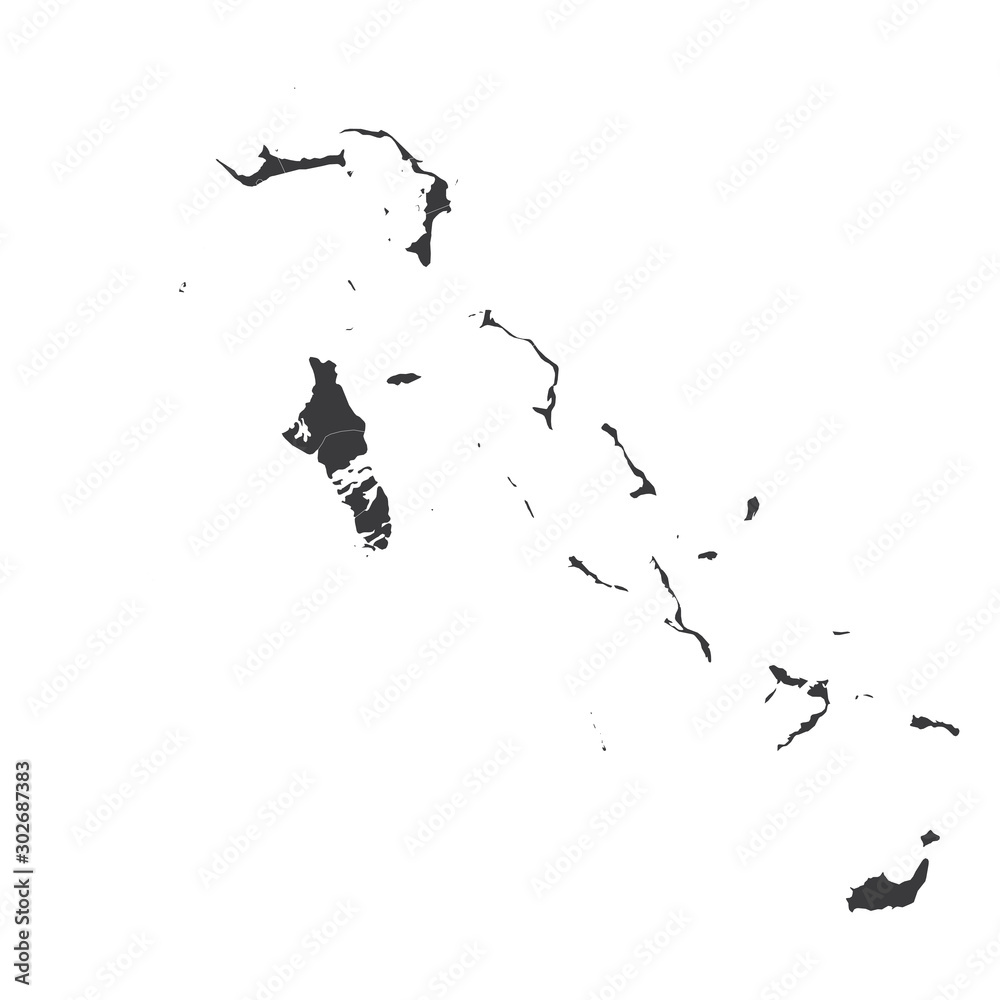 Bahamas map on white background vector, Bahamas Map Outline Shape Black