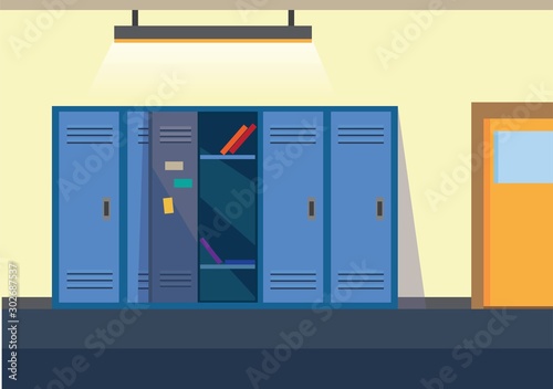 school locker room flat illustration background vector