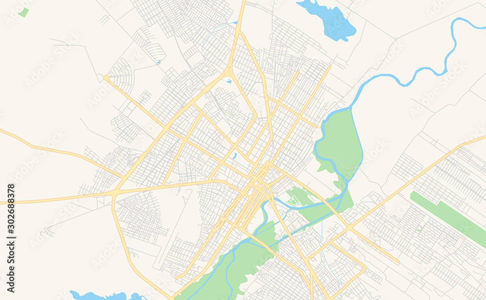 Printable street map of Mossoro, Brazil