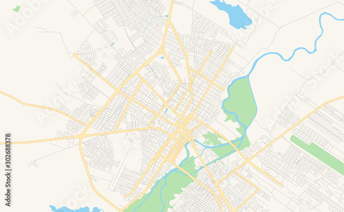 Fototapeta Naklejka Na Ścianę i Meble -  Printable street map of Mossoro, Brazil