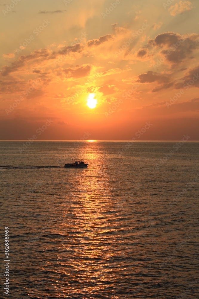 Naklejka premium 西伊豆 沢田公園からの夕陽