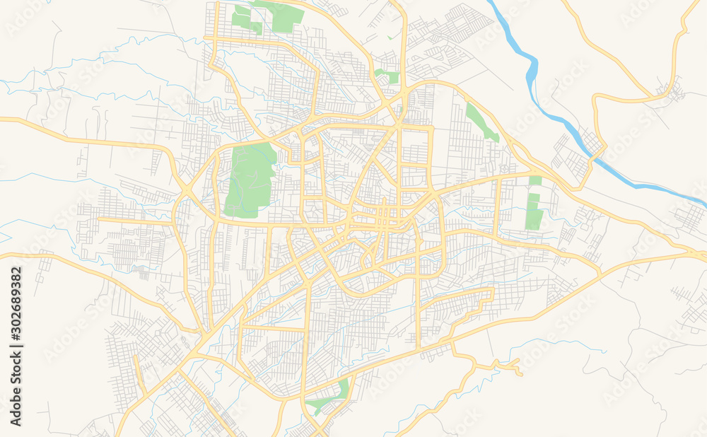 Printable street map of Santo Domingo de los Colorados, Ecuador