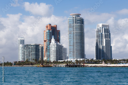 Miami or south Beach Florida  luxury apartments and waterway. vacation and travel concept