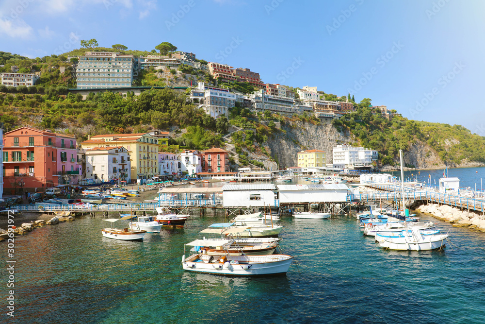 Sorrento Coast with the harbour and village, Italy.