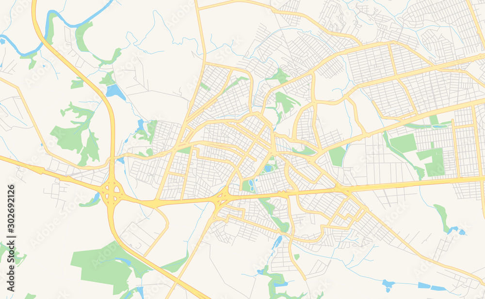 Printable street map of Santa Barbara d Oeste, Brazil