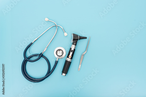 The otoscope is a device used in the ear, throat, and nose.