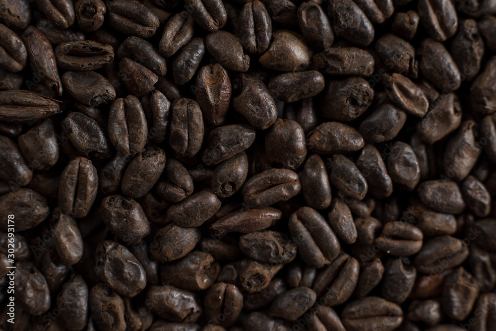 Fototapeta premium Wheat black for alcohol production. Roasted wheat background. Top view