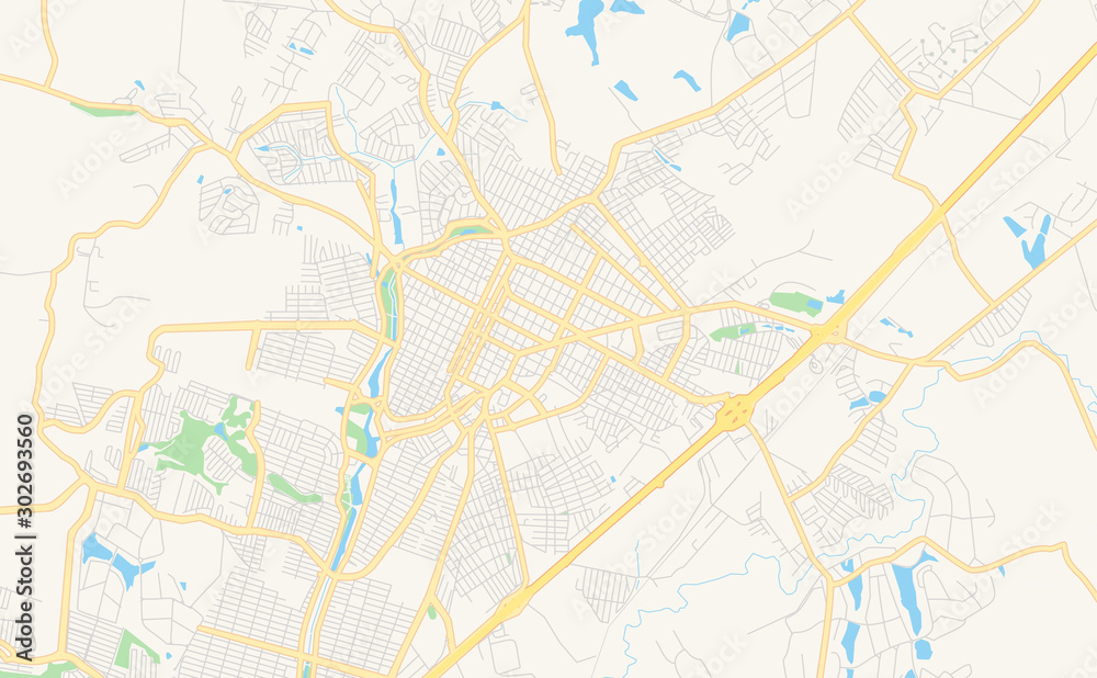 Printable street map of Indaiatuba, Brazil
