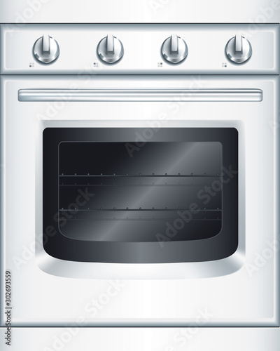 White isolated electric kitchen oven for cooking 