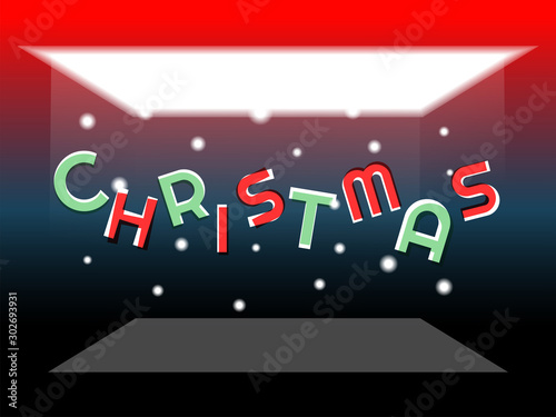 Christmas typography wording in green and red colors by overlapping technique