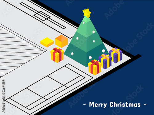 Christmas Tree and Presents on the floor plan design