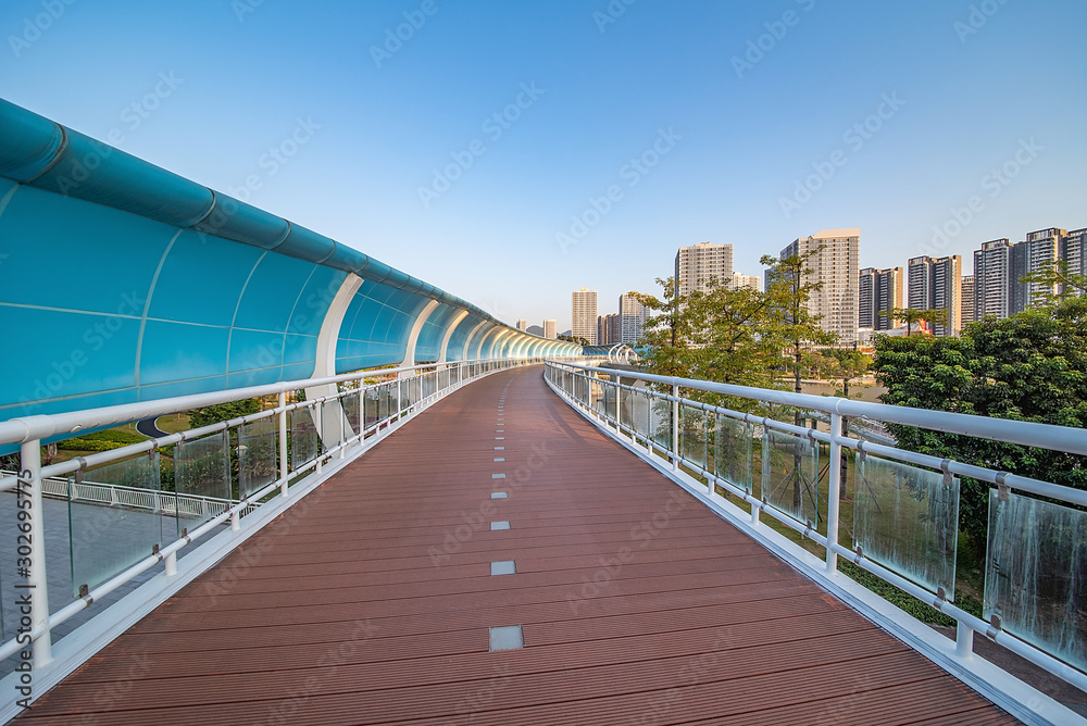 Building scenery of the banana gate pedestrian bridge in Nansha District, Guangzhou, China