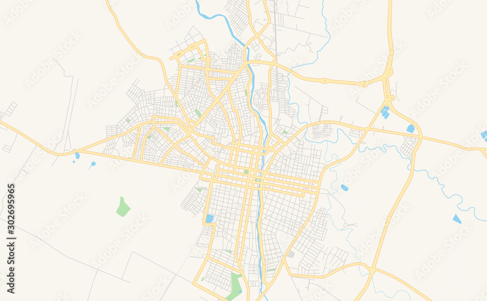 Printable street map of Tulua, Colombia