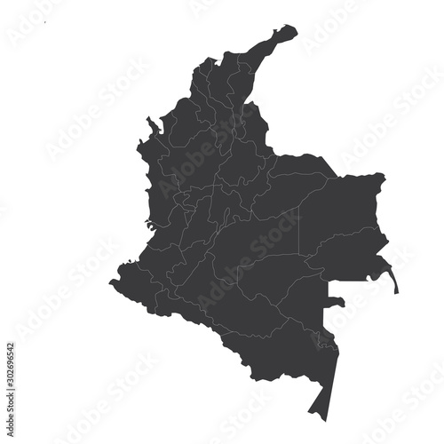 Map of Colombia, Colombia - map, High detailed - black map of Colombia on white background. Vector illustration eps 10.