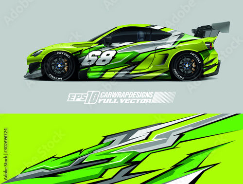 Race car wrap designs. Abstract racing and sport background for racing livery or daily use car vinyl sticker. Full vector eps 10.