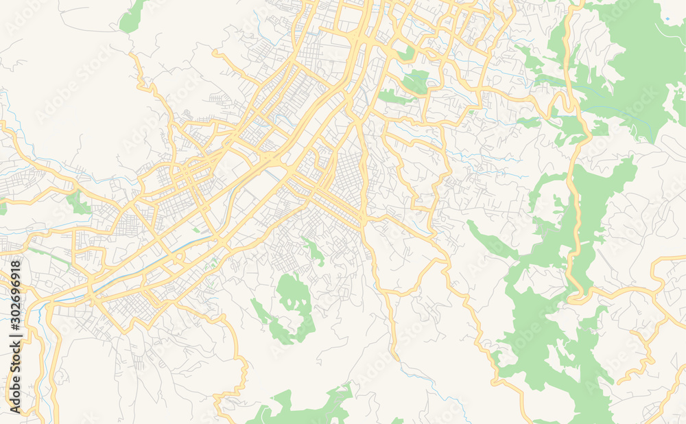 Printable street map of Envigado, Colombia