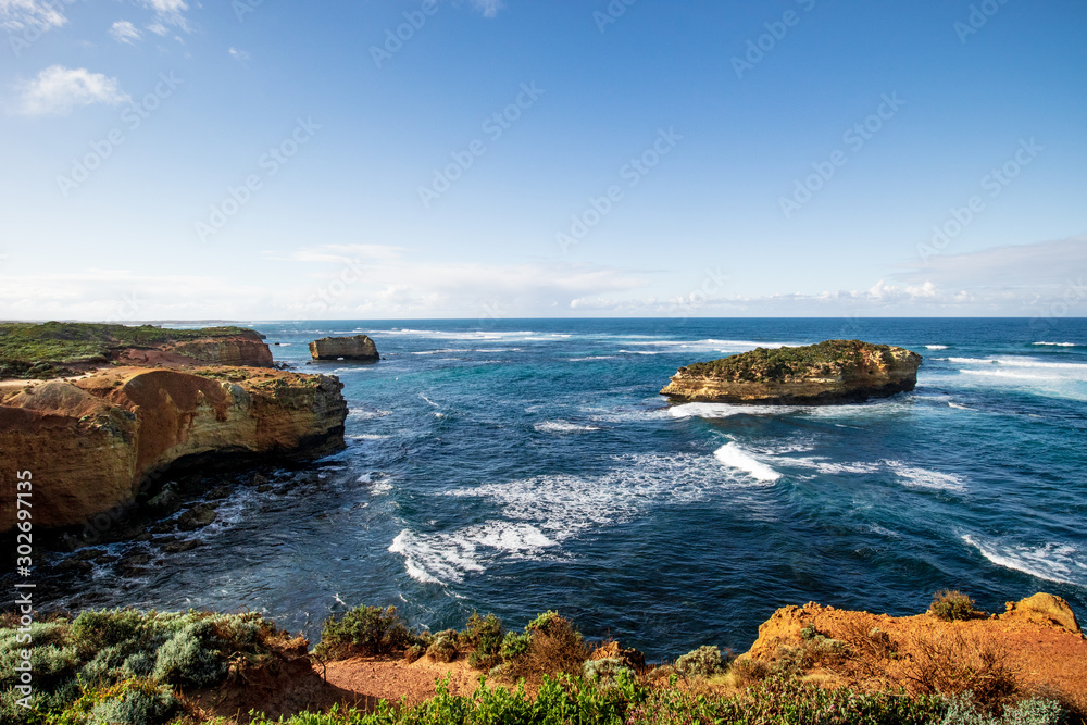 Bay of Martyrs. Tourist attraction on the Great Ocean Road. Rock formation in the ocean. Australia landscape. Victoria, Australia