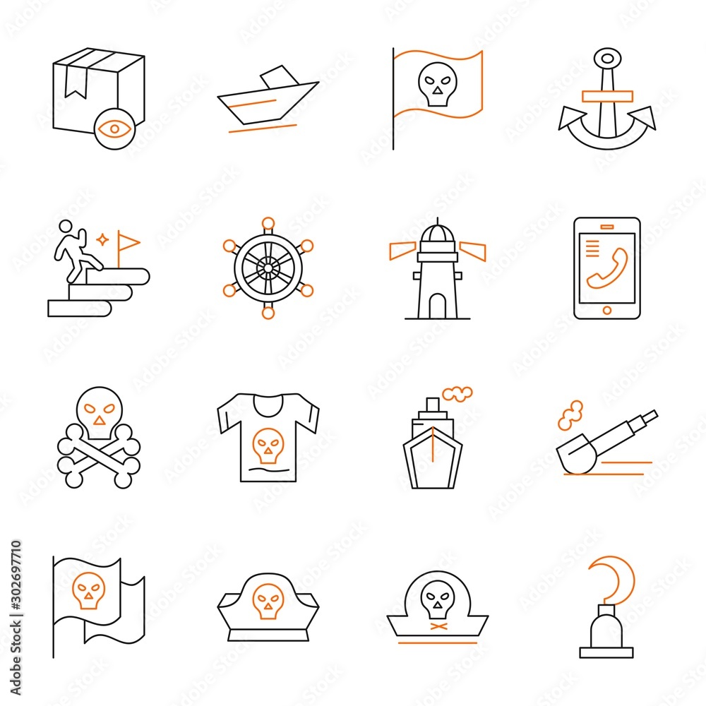 Fototapeta premium Set Of 16 Universal Icons For Mobile Application and websites
