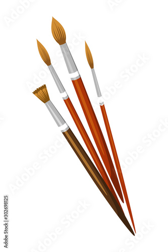 Professional paintbrushes flat vector illustration
