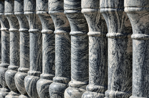 Konstfotografi Beautiful gray marble balustrade illuminated by the bright sun