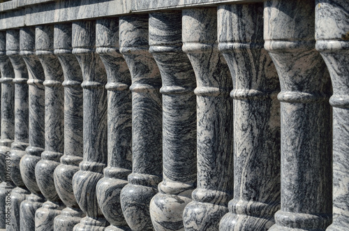 Canvastavla Beautiful gray marble balustrade illuminated by the bright sun