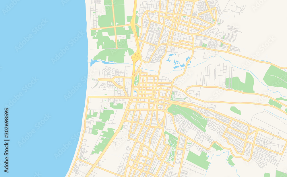 Printable street map of La Serena, Chile