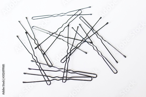 Female hairpins located on a white background