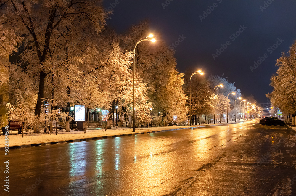 Empty road at night city