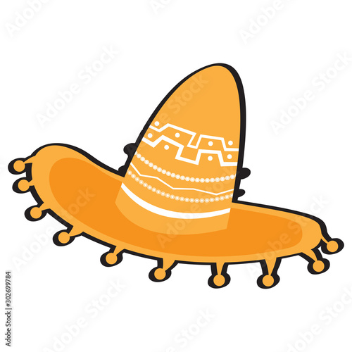 Traditional mexicna hat on awhite background - Vector photo