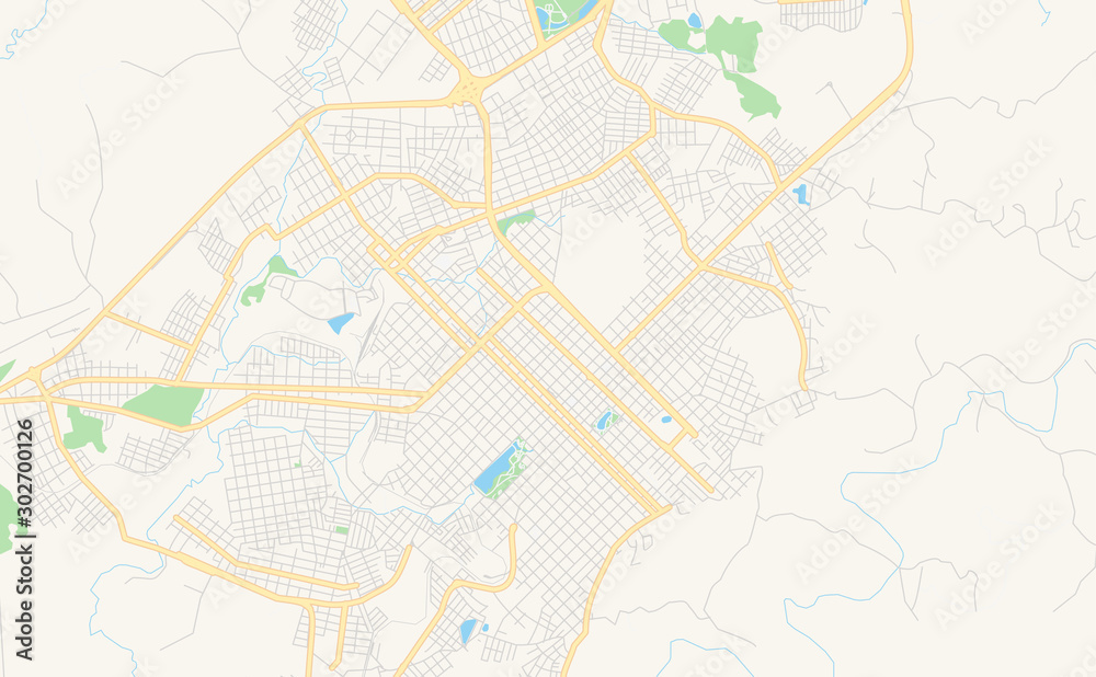 Printable street map of Guarapuava, Brazil