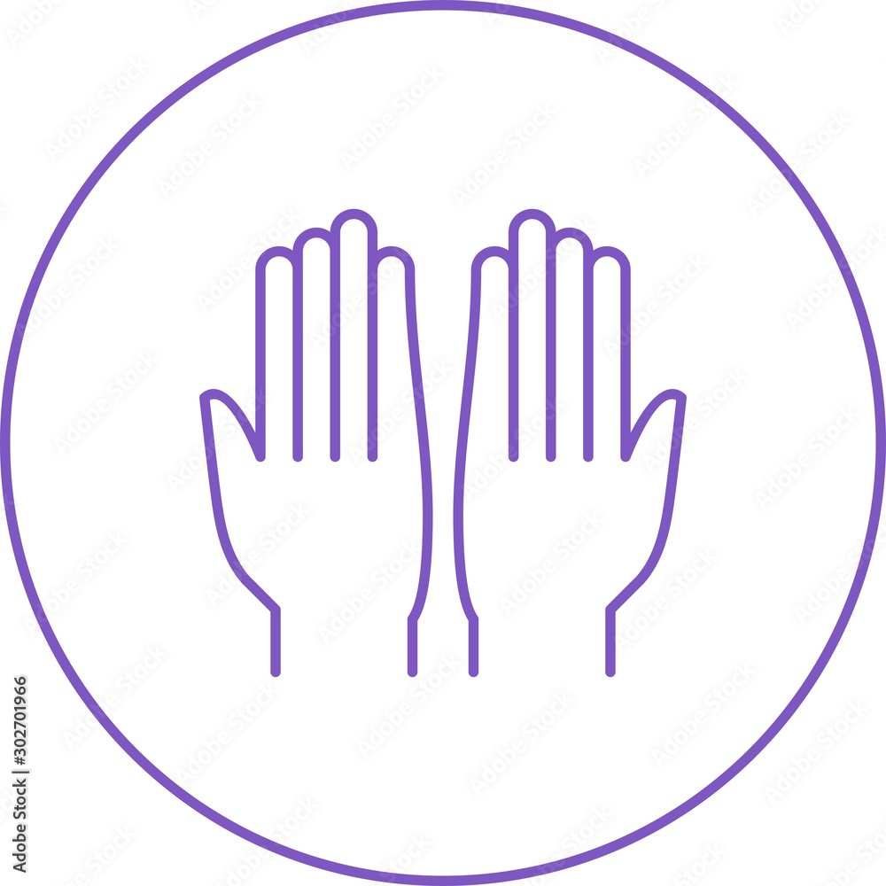 Beautiful Praying Hand Line Vector Icon - obrazy, fototapety, plakaty 