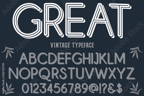 Classic Lettering font Designs. Typography fonts old uppercase and lowercase. vector illustration named great