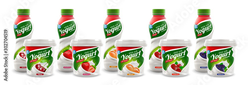 set of yougurt brand new packaging isolated design for milk, yogurt or cream product branding or advertising design