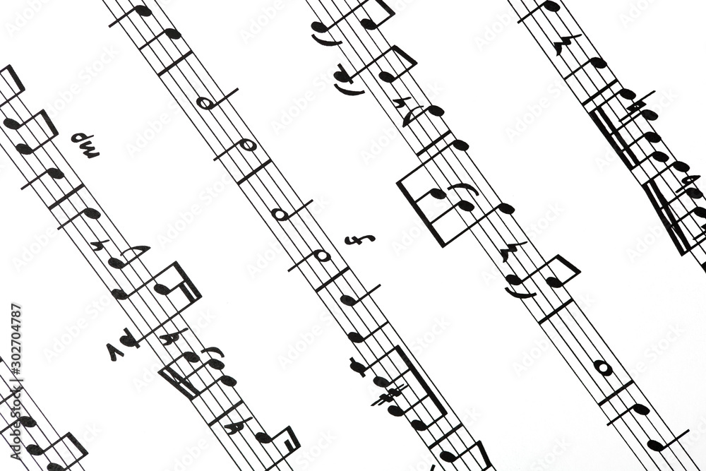 Sheets with musical notes closeup as a background Sheets with musical notes closeup as a background