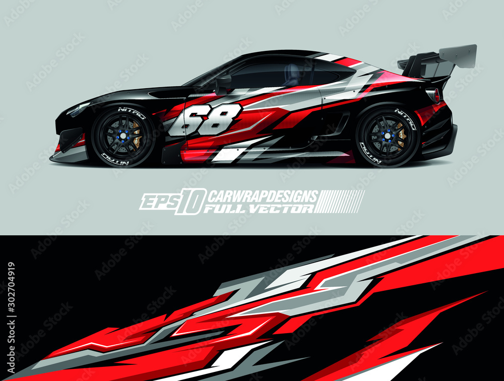 Race car wrap designs. Abstract racing and sport background for racing  livery or daily use car vinyl sticker. Full vector eps 10.  Stock-Vektorgrafik | Adobe Stock