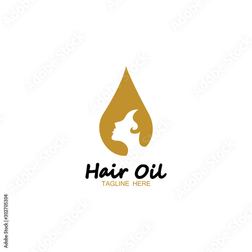 hair oil essential logo with drop oil and hair logo symbol-vector