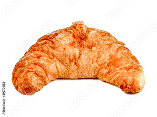 Fresh bread croissant isolated on a white background, Baked butter and powder , bakery and Dessert concept