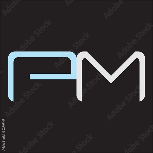 PM Abstrac logo vector Monogram isolated on black background