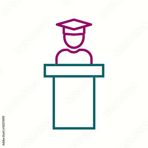 Beautiful Lectturer Line Vector Icon