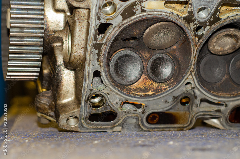 disassembly engine combustion chamber valves deposits formed Stock
