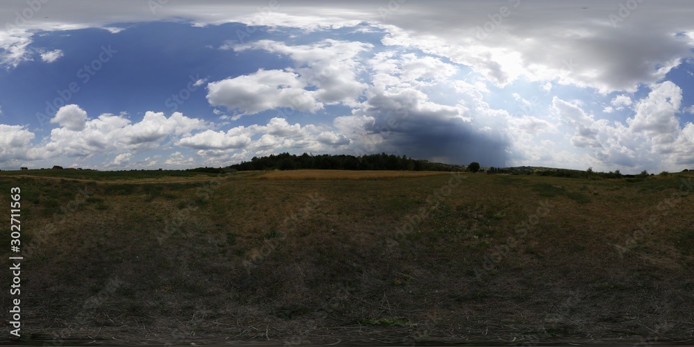 Dark clouds over the fields Spherical HDRI panorama