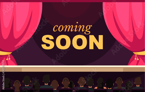 Coming soon flat vector banner template