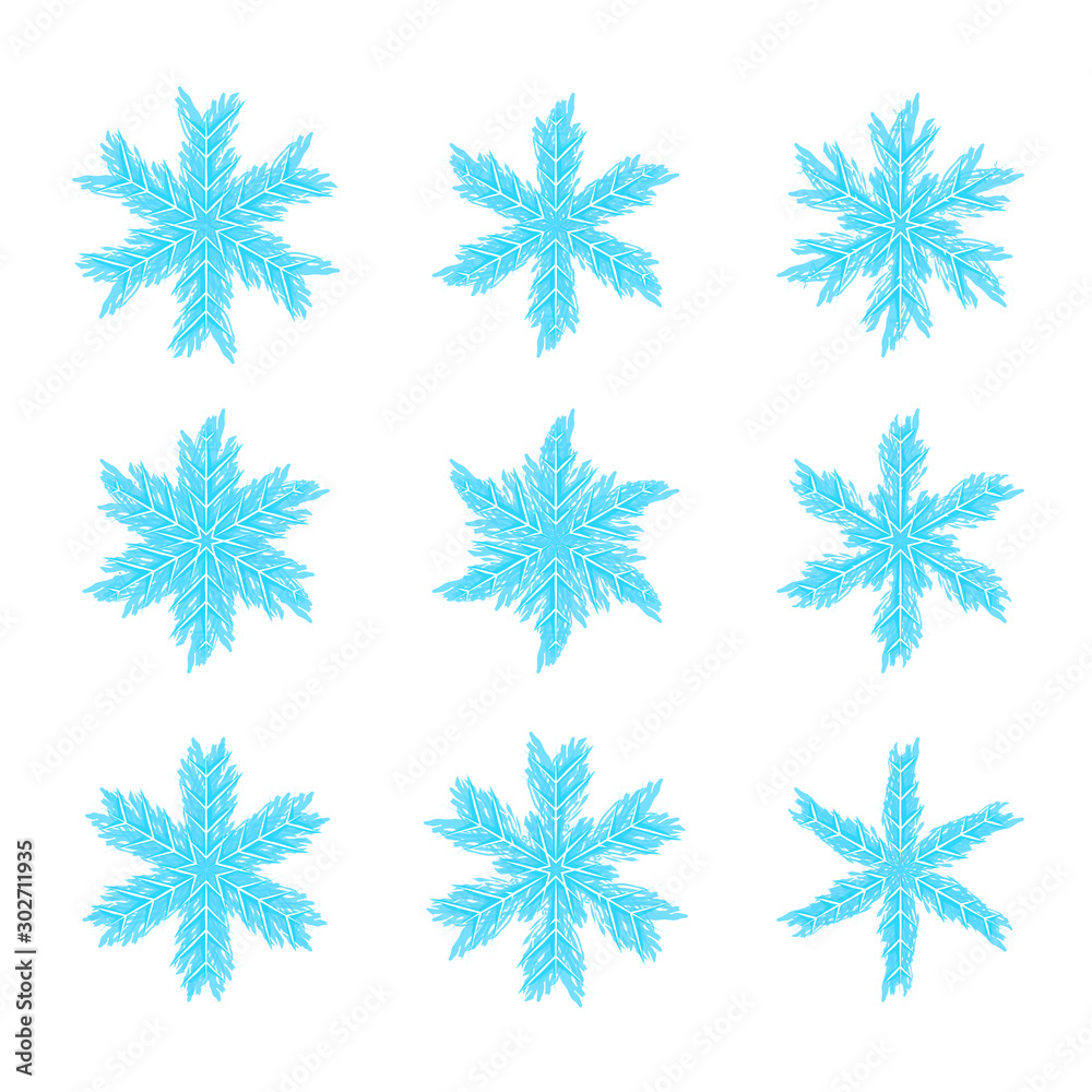 Snowflakes flat vector illustrations set Snowflakes flat vector illustrations set