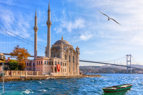 Beautiful Ortakoy Mosque in Istanbul, close view photo