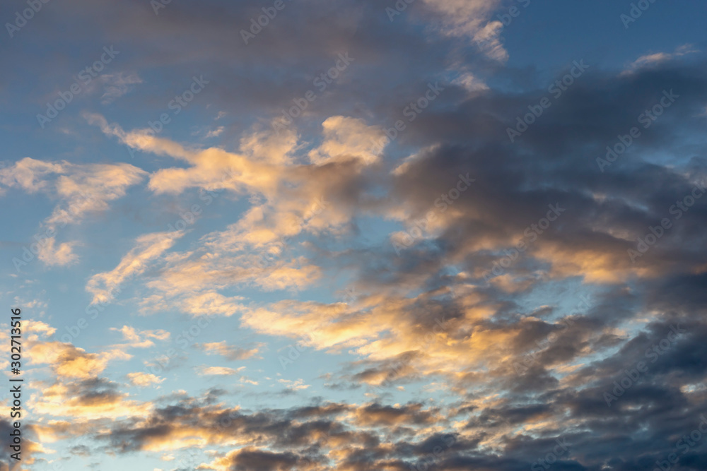 Beautiful blue sky with white clouds as a natural background.