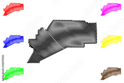 Denali Borough, Alaska (Boroughs and census areas in Alaska, United States of America,USA, U.S., US) map vector illustration, scribble sketch Denali map