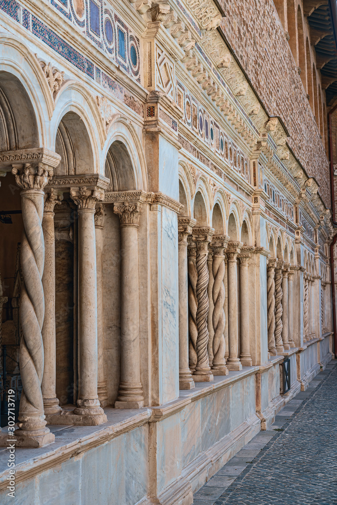 side view of a fragment of the fence of the courtyard of the cathedral in the Italian capital of Rome
